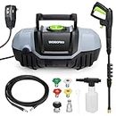 WORKPRO Compact Pressure Washer, 1900 Max PSI 1.8 GPM 12-Amp Electric High Pressure Washer with 4 Nozzles, Soap Applicator and Pressure Washer Hose, Power Washer Cleans Cars/Garden/Fences/Patios