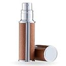 UULANFA Refillable Perfume Bottle Atomizer for Travel,Portable Easy Refillable Perfume Spray Pump Empty Bottle for men and women with Mini Pocket Size 5ml (SU.S-Brown)