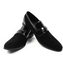  New Men's Black Tuxedo Slip On Suede Patent Leather Dress Shoes Bradley By AZAR