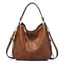 Realer Hobo Bags for Women Faux Leather Purses and Satchel Handbags Shoulder Bag Bucket Large Hobo Purse with Tassel Golden Girls (Brown)