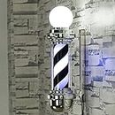 Poste de barbero LED para exteriores, poste de barbero LED de 27 pulgadas, rayas blancas y negras iluminantes giratorias con lámpara superior, poste de barbero con luz de globo, lámpara impermeable mo