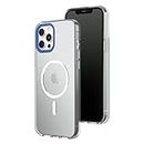 RHINOSHIELD Clear Case Compatible with Magsafe for [iPhone 12 Pro Max]|Superior magnetic,Advanced Yellowing Resistance,Crystal Clear,Protective and Customizable Clear Phone Case-Cobalt Blue Camera Rim
