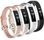 Tobfit 4 Pack Bands Compatible with Fitbit Alta/Alta HR Bands, Soft Sport Silicone Replacement Wristbands for Women Men (Small, Black/Champagne Gold/Rose Gold/Silver)
