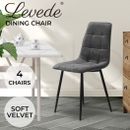 Levede 4x Dining Chairs Kitchen Velvet Chair Lounge Room Retro Padded Seat Grey