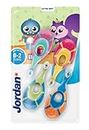 Jordan ® | Step 1 Baby Toothbrush | Baby Toothbrush 0-2 Years | The Original Toddler Toothbrush with Extra Soft Bristles & Soft Biting Ring for Babies Gums and Easy Grip | Pack 4 Units