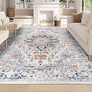 Homcomoda Vintage Area Rug 5x8 Washable Living Room Rug Indoor Non-Slip Print Accent Rugs for Bedroom Distressed Thin Throw Rugs Carpet for Living Room Dining Room Kitchen
