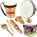 Benelet Natural Wooden Music Kit for Kids, Percussion Musical Instruments Set with Drums for Children, Preschool Music Education, Toddler Musical Toys