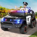 Electric 12V Battery Kids Ride On Police Car 6 Wheel Truck w/ RC, LED, Intercom