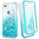 Ruky iPhone 6 Plus 6s Plus 7 Plus 8 Plus Case, Glitter Clear Full Body Rugged Liquid Cover with Built-in Screen Protector Shockproof Women Case for iPhone 6 Plus 6s Plus 7 Plus 8 Plus (Gradient Teal)