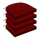 Wellsin Outdoor Chair Cushions for Patio Furniture - Patio Chair Cushions Set of 4 - Waterproof Round Corner Outdoor Seat Cushions 17"X16"X2", Burgundy