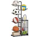 Ball Storage Rack, Football Stand, Ball Storage Garage, Ball Holder, Sports Equipment Storage For Garage, Basketball Organizer Rack With Basket, Toy/Sports Gear Storage Indoor