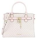 Michael Kors Hamilton Medium Vanilla MK Signature Pink Satchel Crossbody Handbag, Vanilla Pink