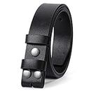 JASGOOD Mens Leather Belt for Buckle,Snap Buckle Replacement Leather Strap,Black without buckle,Suit for pant size 33-38 Inches,Black