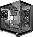 MUSETEX ATX PC Case, 3 x 120mm Fans Pre-Installed, 360MM RAD Support Computer Case, 270° Full View Tempered Glass Gaming PC Case with Type-C, Mid Tower ATX Case, Black, Y6