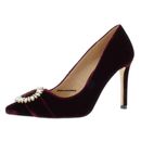 US$135 MICHAEL KORS Purple Oxblood Evening Dress Heels Shoes Velvet Rhinestones
