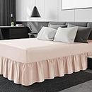 Linen Home Extra Deep Frilled Fitted Valance Sheet Super King Bed Skirt Fitted Valance Sheets, Microfibre Soft Brushed, Easy Care Non Iron (Super King, Blush)