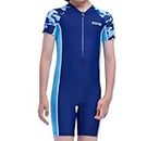 karrack Girls and Boys One Piece Rash Guard Swimsuit Kid Water Sport Short Swimsuit UPF 50+ Sun Protection Bathing Suits, Cailan Camouflage Flower, 8-10 Years