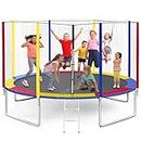 STEP OVER 6FT,8FT,10FT,12FT, 14FT, 16FT TUV Approved Trampoline (10 FEET) for Kids/Adults || Indoor/Outdoor ||Enclosure net and Poles Safety Pad Ladder Jumping Mat || Heavy Duty || 2024 Edition
