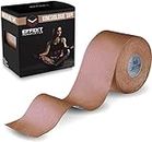 Effekt Kinesiology Tape Waterproof 16 ft x 2 in, 2 Rolls - Elastic Physio Tape for Muscle Support and Injury Recovery, Kinetic Tape, Durable Kinesthetic Tape Beige