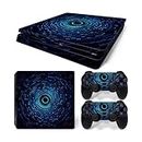 ROIPIN Black Skin for PS4 Slim, Protective Film Sticker for PS4 Slim Console Edition,Skin Sticker Decal Full Cover（Technological Eye）