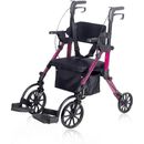 Elenker 2 in 1 Rollator Walker Transport Chair Medical Folding Wheelchair Senior