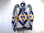 CAMPTEX Wool Full Zip Hooded Sweater Jacket Aztec Native Print Unisex Size M