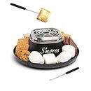 Nostalgia Tabletop Indoor Electric S'mores Maker - Smores Kit With Marshmallow Roasting Sticks and 4 Trays for Graham Crackers, Chocolate, and Marshmallows - Movie Night Supplies - Black