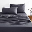 Wake In Cloud - Queen Bed Sheets Set, 1000TC Ultra Soft Microfiber Bedding, Extra Deep Fitted Sheet & Flat Sheet & 2 Pillowcases, 4 Piece, Gray Grey, Queen Size