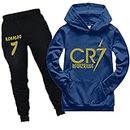 RYDLE Kids Cristiano Ronaldo Pullover Hoodie Sweatshirt and Sweatpants Set-CR7 Tracksuit 2 Piece Outfits for Boys Girls, Navy, 8-10 Years
