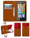 ACM Magic Magnetic 2 in 1 Leather Flip Case/Back Cover Compatible with Nokia Lumia 630 Mobile Flap Golden Brown