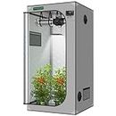 VIVOSUN G336 36"x36"x72" Grow Tent, 3x3 FT Advanced Gray Mylar Tent with 19mm Poles, Observation Window and Floor Tray for Hydroponic Plants for VS2000/VS3000
