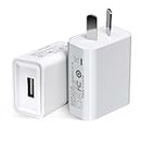 2 Pack Indoor Outdoor Camera Plug 5V 2A USB Wall Charger Adapter for Kindle, Tablet,iPhone 15 14 13 12 11,iPad,Samsung Galaxy S22,S21,Note 10 9, Moto, LG 10W AC Power Adapter Charger (White)
