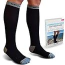 BeVisible Sports Ultimate Compression Socks - 20-30mmHg for Men & Women - Best for Running, Fitness, Shin Splints, Nurses, Travel, Maternity, Pregnancy - Enables Faster Recovery (Black, XL)