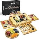 SMIRLY Charcuterie Boards Gift Set: Large Charcuterie Board Set, Bamboo Cheese Board Set - Unique for Mom - House Warming Gifts New Home, Wedding Gifts for Couple, Bridal Shower Gift