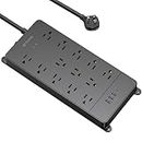 TROND Surge Protector Power Strip, 4000J, ETL Listed, 13 Widely-Spaced Outlets Expansion with 4 USB Ports(1 USB C), Low-Profile Flat Plug, Wall Mountable, 5ft Extension Cord, 14AWG Heavy Duty, Black