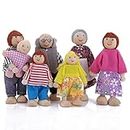 cobee Dollhouse Family People Figures, 7 Pieces Wooden Doll House Family Dolls Mini Doll Family Pretend Play Figures Miniature Dollhouse Doll Figures (B)