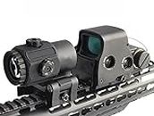 558+3X Magnifier Green/Red dot Sight Holographic Reflex Sights with Switch to Side Quick Detachable QD Mount for Hunting (Black)