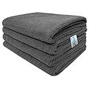 SOFTSPUN Microfiber Cloth 40x60 Cms, 4 Piece Towel Set, 340 GSM (Grey) Multi-Purpose Super Soft Absorbent Cleaning Towels for Home, Kitchen, Car, Cleans & Polishes Everything in Your Home.
