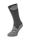 SEALSKINZ Unisex Waterproof All Weather Mid Length Sock - Black/Grey Marl, Small
