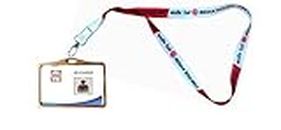 ClickWhiz Indian Railway Lanyards/Ribbons for ID Card with Free Horizontal Metal Holder Gold for Official Use Colour-White Red.
