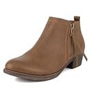 LONDON FOG Women's Tina Ankle Bootie, Brown Smoothe, 9.5 Wide