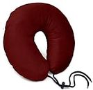 MY ARMOR Neck Pillow for Travel with 1 Year Warranty, Soft & Supportive Mircofiber Travel Pillow for Sleeping in Flight, Train & Car, Premium Velvet, Maroon