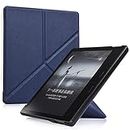 ALMIGHTY Origami Case for Kindle Oasis (10th Generation, 2019 Release and 9th Generation, 2017 Release) - Slim Cross Stripe Fold Stand Cover with Auto Wake/Sleep, Dark Blue