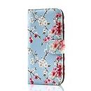 32nd Floral Series - Design PU Leather Book Wallet Case Cover for Samsung Galaxy A5 (2017), Designer Flower Pattern Wallet Style Flip Case With Card Slots - Spring Blue