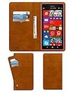 ACM Wallet Leather Flip Carry Case Compatible with Nokia Lumia 1520 Mobile Flap Card Holder Front & Back Cover Classic Golden