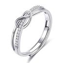 925 Sterling Silver Love Knot Rings for Women Adjustable Open Finger Rings Jewelry Gifts Promise Rings for Women with Cubic Zirconia