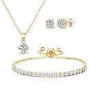 Philip Jones Gold Plated Solitaire Friendship Set Created with Zircondia® Crystals