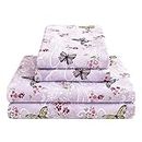 Paisley Floral Bed Sheets Queen Set, Purple Flower Printed Sheets for Queen Size Bed - Brushed Microfiber Fitted Sheet with 15" Deep Pocket, Butterfly Patterned Sheet & Pillowcase Sets