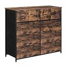 SONGMICS Industrial Wide Dresser, Rustic 10-Drawer Dresser Storage Tower, Metal Frame, Rustic Brown and Black ULGS145B01