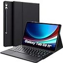 Earto Teclado Tablet Samsung Tab S9 2023, Smart Touchpad, Soporte para S-Pen, Desmontable Magnético Teclado para Samsung Galaxy Tab S9 11” (SM-X710/X716B/X718U), 2 Canales BT, Español Ñ Teclado, Negro